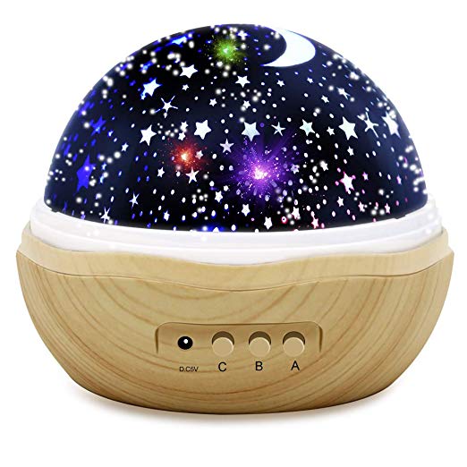 Night Lights for Kids, Rose Wood Grain Star Projector Night Light with Master Switch and Rotation, Baby Night Lighting Projection, Romantic Lamp for Her Birthday Baby Girl Gift